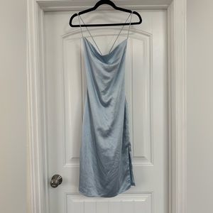 superdown billie drape midi dress dusty blue